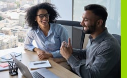Man and woman discussing financial situation