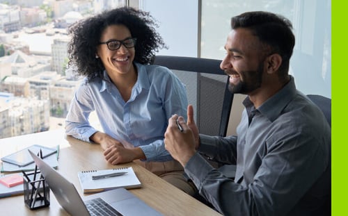 Man and woman discussing financial situation