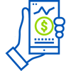icon of hand holding mobile phone