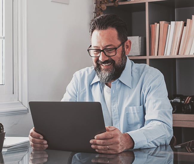 Businessman accessing online cash management