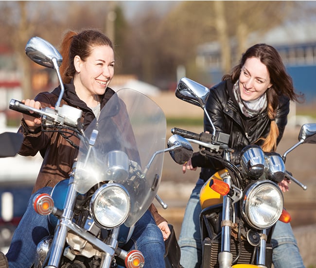 Friends riding motorcycles financed by Citizens State Bank