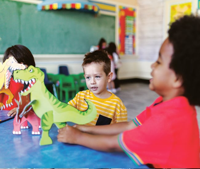 Young children in private classroom