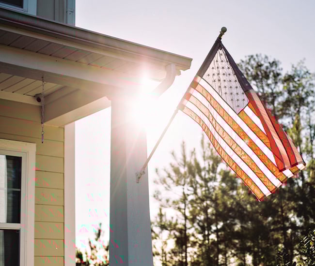 Front Porch with American Flag